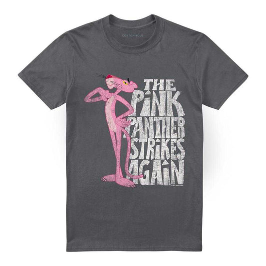 Charcoal - Front - Pink Panther Unisex Adult Strikes Again T-Shirt