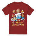 Cardinal - Front - The Smurfs Unisex Adult Brainy Smurf Cookie Christmas T-Shirt