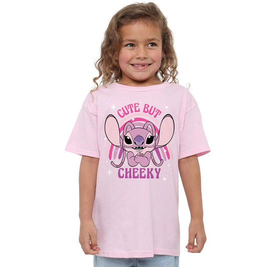 Light Pink - Front - Lilo & Stitch Girls Cute But Cheeky Angel Rainbow T-Shirt