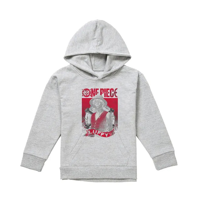 Athletic Heather - Front - One Piece Live Action Childrens-Kids Luffy Portrait Hoodie