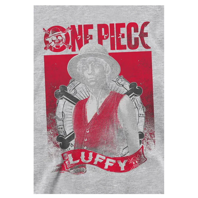 Athletic Heather - Side - One Piece Live Action Childrens-Kids Luffy Portrait Hoodie