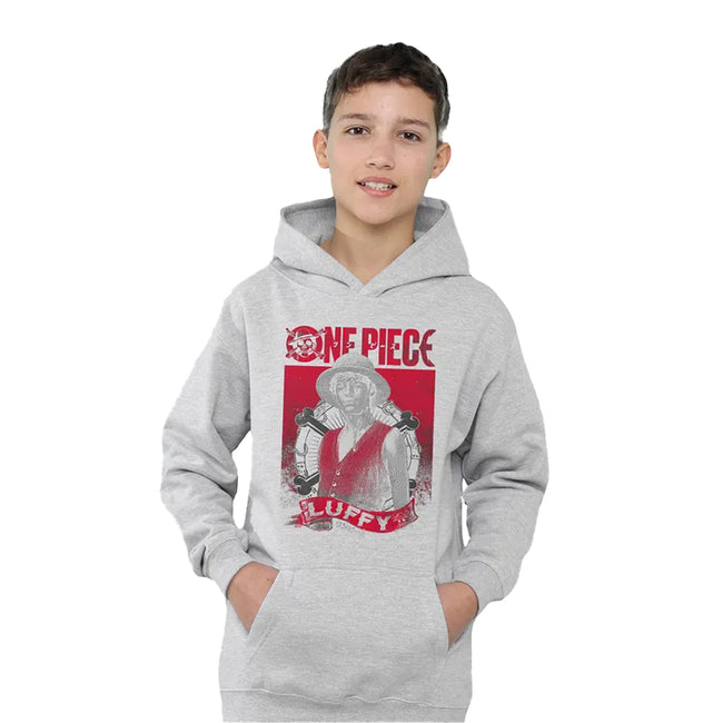 Athletic Heather - Lifestyle - One Piece Live Action Childrens-Kids Luffy Portrait Hoodie