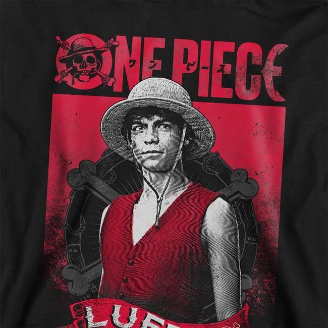 Black - Side - One Piece Live Action Childrens-Kids Luffy Portrait Hoodie