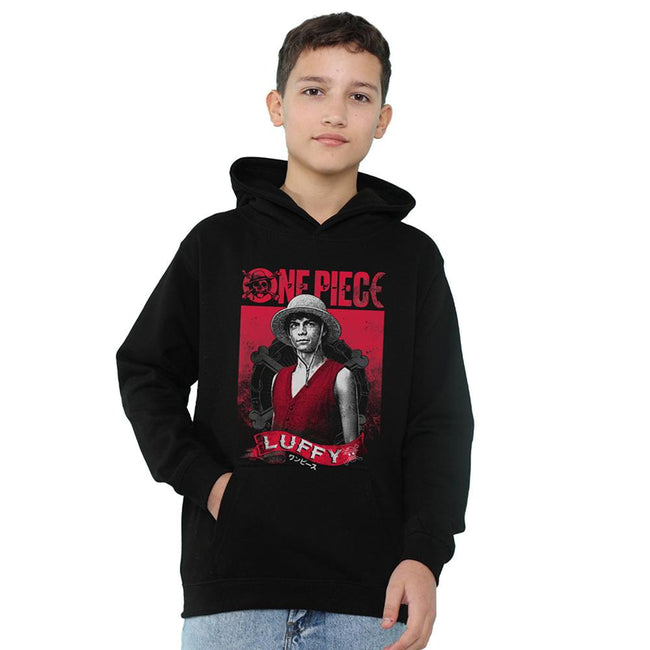 Black - Lifestyle - One Piece Live Action Childrens-Kids Luffy Portrait Hoodie