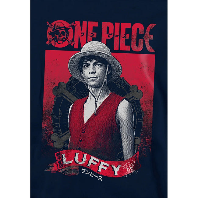 Navy - Side - One Piece Live Action Childrens-Kids Luffy Portrait Hoodie