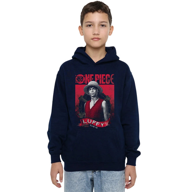 Navy - Lifestyle - One Piece Live Action Childrens-Kids Luffy Portrait Hoodie