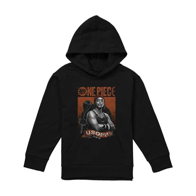 Black - Front - One Piece Live Action Childrens-Kids Usopp Portrait Hoodie