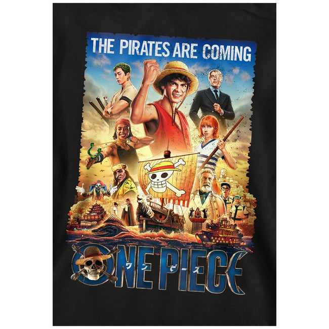 Black - Side - One Piece Live Action Childrens-Kids The Pirates Are Coming Hoodie