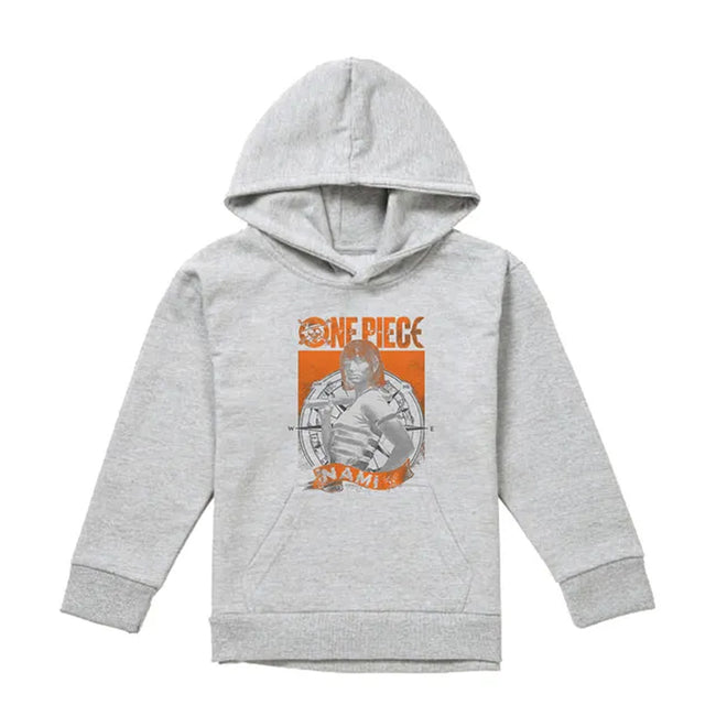 Athletic Heather - Front - One Piece Live Action Childrens-Kids Nami Portrait Hoodie