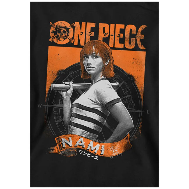 Black - Side - One Piece Live Action Childrens-Kids Nami Portrait Hoodie