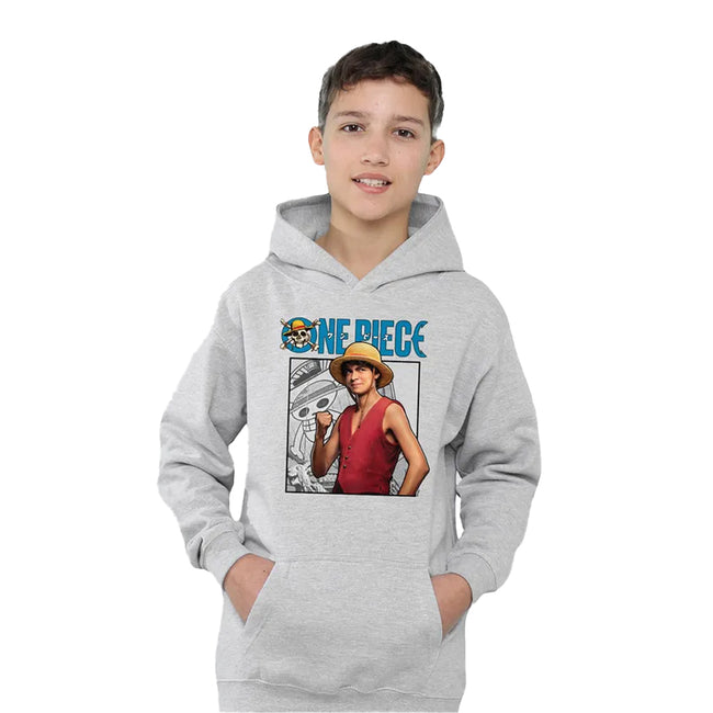 Athletic Heather - Lifestyle - One Piece Live Action Childrens-Kids Luffy Hoodie