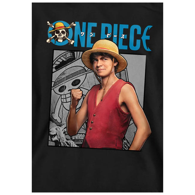 Black - Side - One Piece Live Action Childrens-Kids Luffy Hoodie