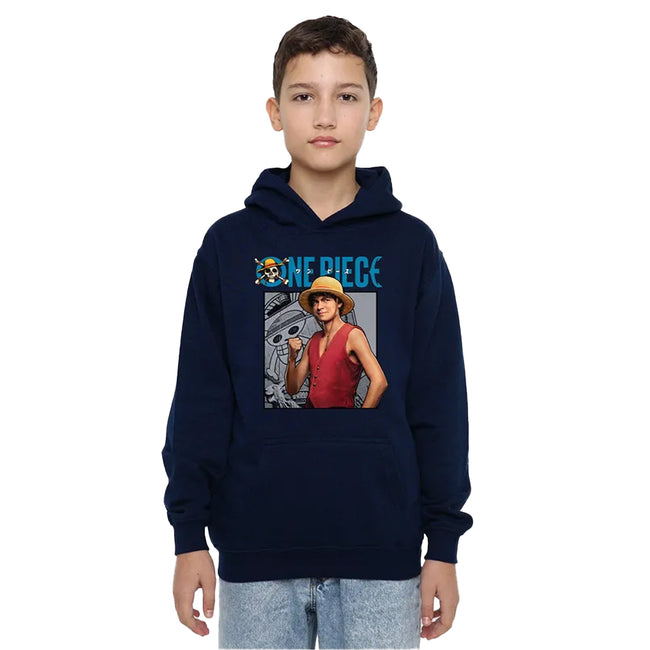 Navy - Lifestyle - One Piece Live Action Childrens-Kids Luffy Hoodie