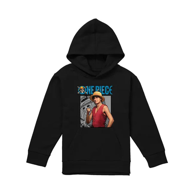 Black - Front - One Piece Live Action Childrens-Kids Luffy Hoodie