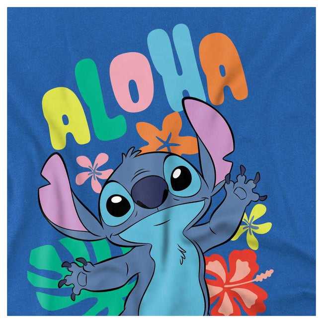 Royal Blue - Side - Lilo & Stitch Boys Aloha Tropical T-Shirt