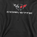Black - Side - Chevrolet Unisex Adult Corvette Modern Emblem Hoodie