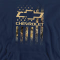 Navy - Side - Chevrolet Unisex Adult Camo Flag Hoodie