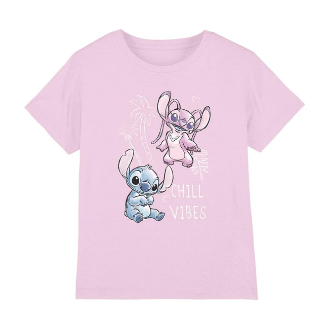 Light Pink - Lifestyle - Lilo & Stitch Girls Chill Vibes Stitch & Angel Sketch T-Shirt
