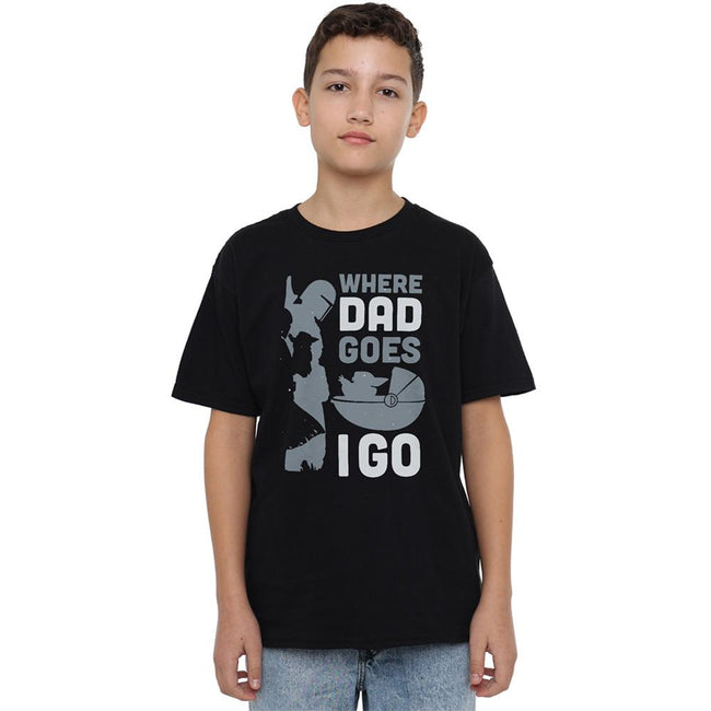 Black - Front - Star Wars Boys Where Dad Goes I Go T-Shirt