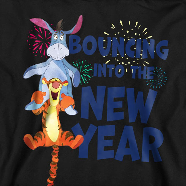 Navy - Back - Winnie the Pooh Childrens-Kids Bouncing Into The New Year Hoodie