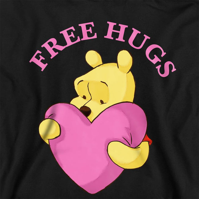 Black - Side - Winnie the Pooh Childrens-Kids Free Hugs Valentine`s Day Hoodie