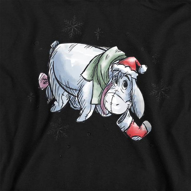 Navy - Back - Winnie the Pooh Childrens-Kids Eeyore Snowflake Christmas Hoodie