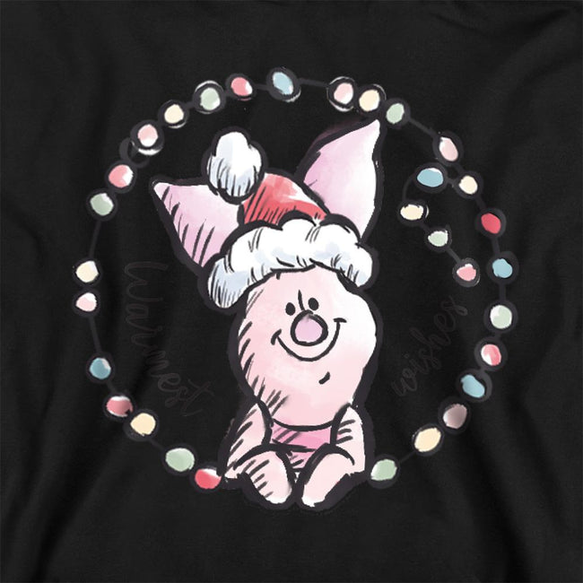 Black - Back - Winnie the Pooh Childrens-Kids Warmest Christmas Wishes Piglet Hoodie