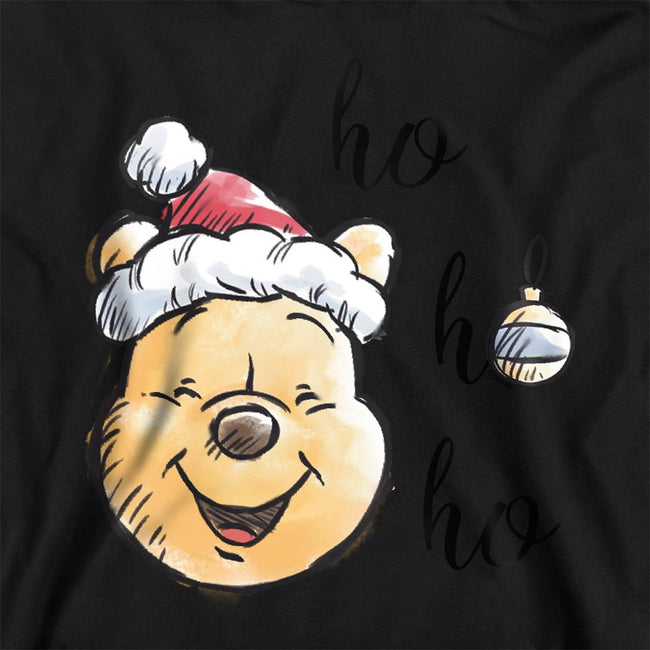 Black - Back - Winnie the Pooh Childrens-Kids Ho Ho Ho, Merry Christmas Hoodie