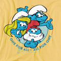 Banana Yellow - Back - The Smurfs Unisex Adult All For One T-Shirt
