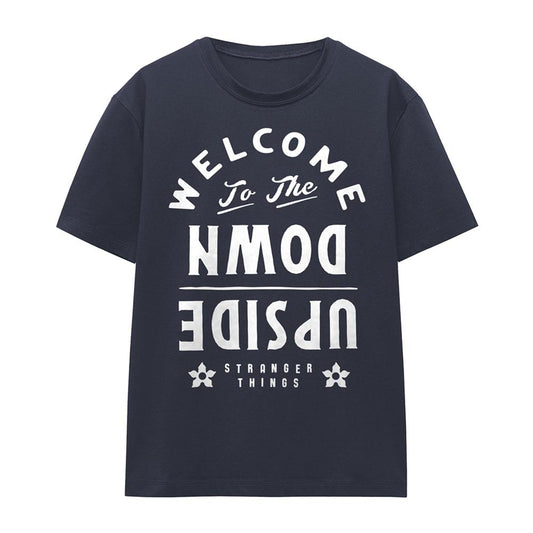 Deep Navy - Front - Stranger Things Womens-Ladies Welcome To The Upside Down T-Shirt