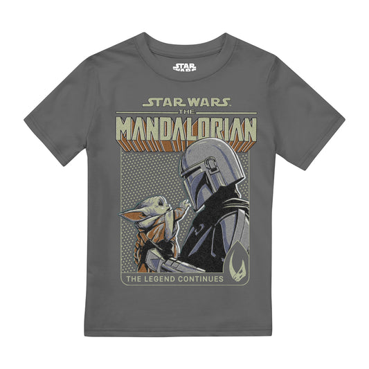 Charcoal - Front - Star Wars: The Mandalorian Childrens-Kids The Legend Continues Grogu T-Shirt