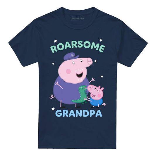 Navy - Front - Peppa Pig Unisex Adult Roarsome Grandpa Pig T-Shirt