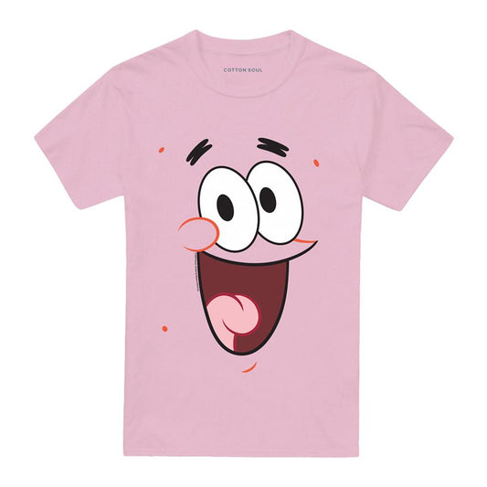 Pink - Front - SpongeBob SquarePants Unisex Adult Patrick Star Smile T-Shirt