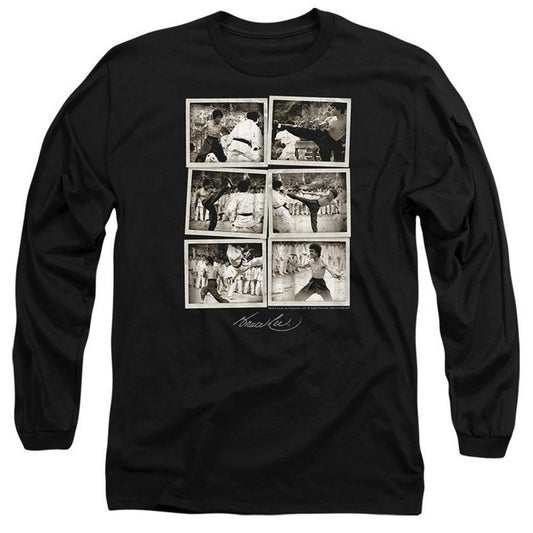 Black - Front - Bruce Lee Unisex Adult Snap Shots Long-Sleeved T-Shirt