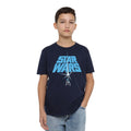Navy - Side - Star Wars Childrens-Kids Lightsaber Logo T-Shirt