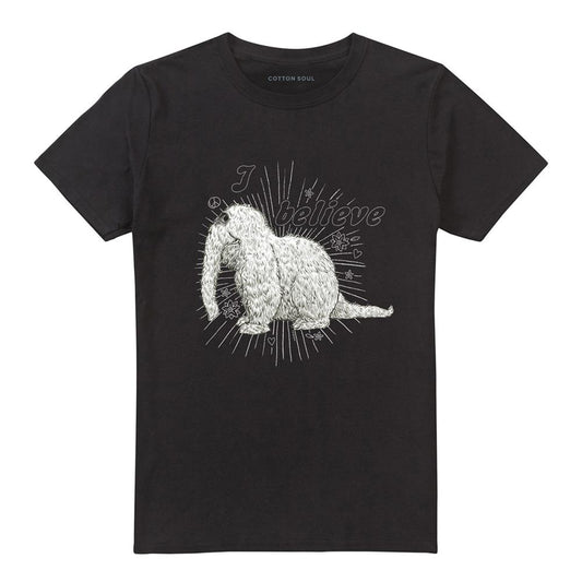 Black - Front - Sesame Street Unisex Adult I Believe Snuffleupagus T-Shirt