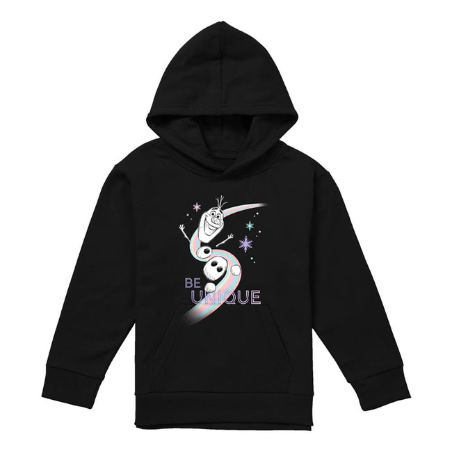 Black - Front - Frozen Childrens-Kids Be Unique Olaf Rainbow Pullover Hoodie