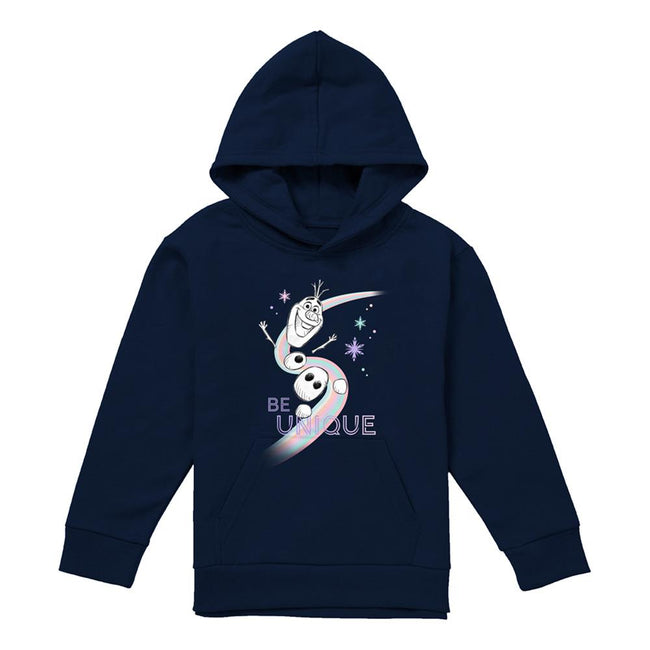 Navy - Front - Frozen Childrens-Kids Be Unique Olaf Rainbow Pullover Hoodie