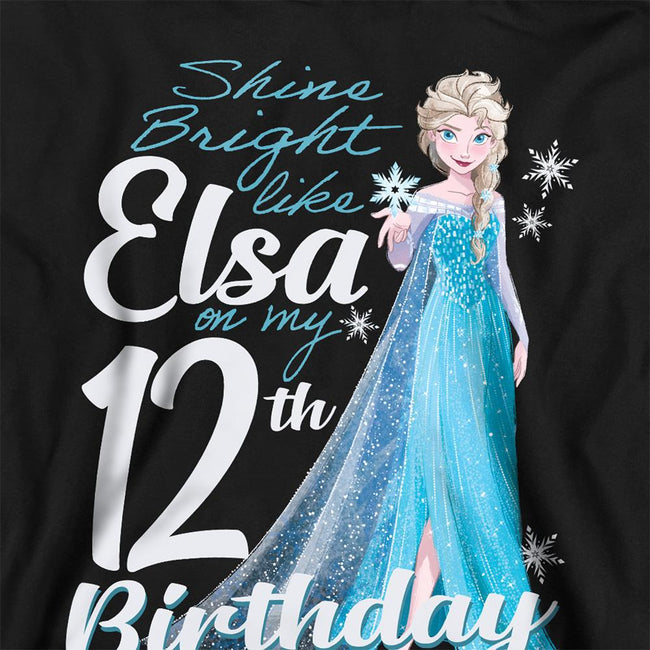 Black - Back - Frozen Childrens-Kids Bright Like Elsa 12th Birthday Hoodie