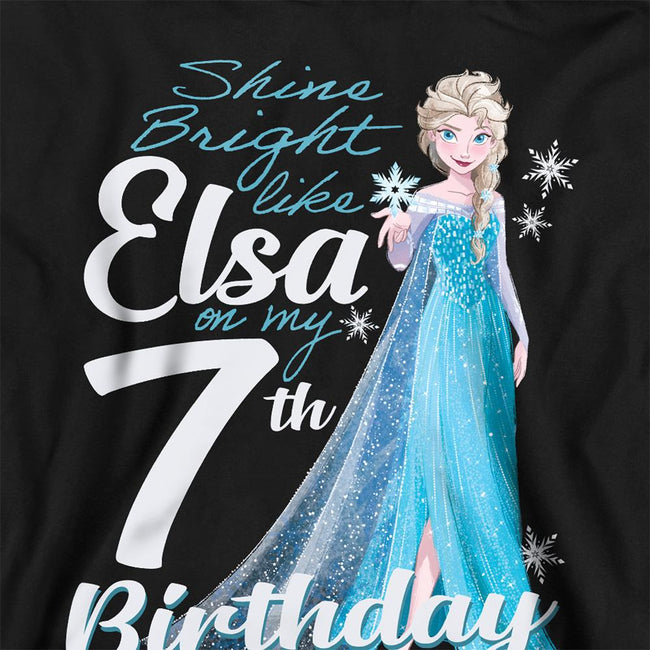 Black - Back - Frozen Childrens-Kids Bright Like Elsa 7th Birthday Pullover Hoodie