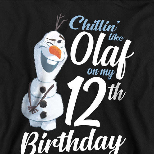 Black - Back - Frozen Childrens-Kids Chillin Like Olaf 12th Birthday Hoodie