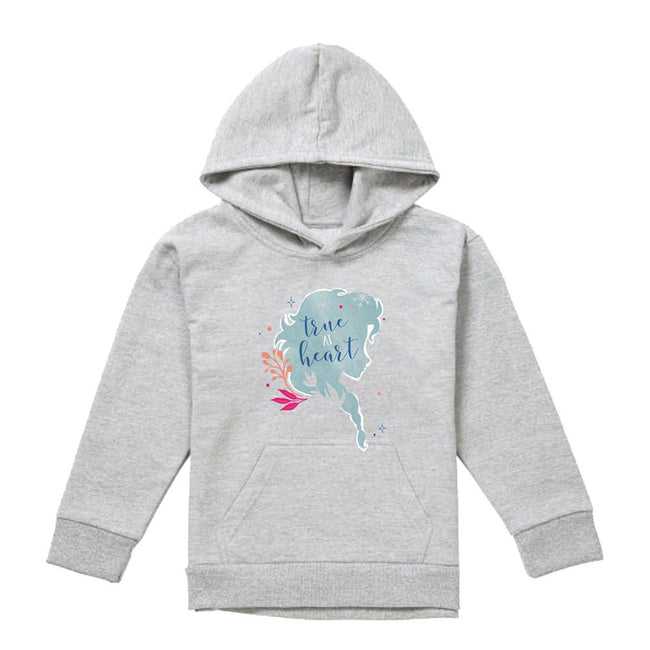 Athletic Heather - Front - Frozen Childrens-Kids True At Heart Elsa Silhouette Heather Hoodie