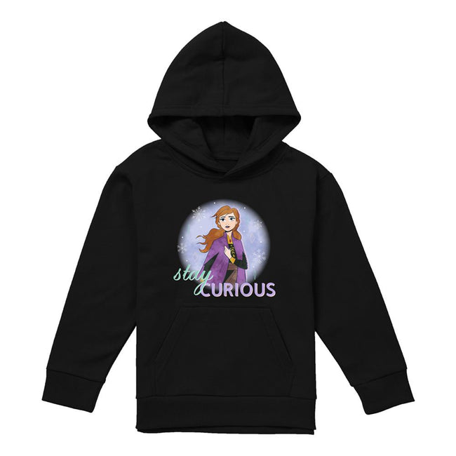 Black - Front - Frozen Childrens-Kids Stay Curious Anna Pullover Hoodie
