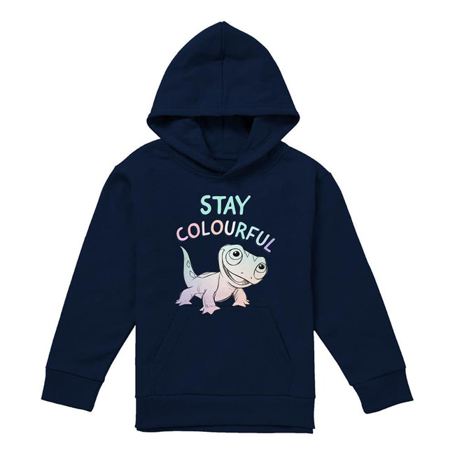 Navy - Front - Frozen Childrens-Kids Stay Colourful With Fire Spirit Bruni Pullover Hoodie