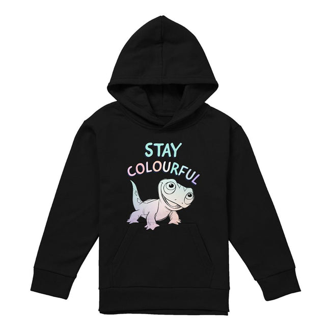 Black - Front - Frozen Childrens-Kids Stay Colourful With Fire Spirit Bruni Pullover Hoodie