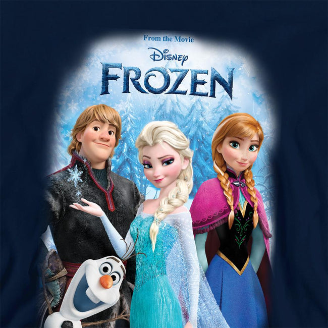 Navy - Back - Frozen Childrens-Kids Poster Pullover Hoodie