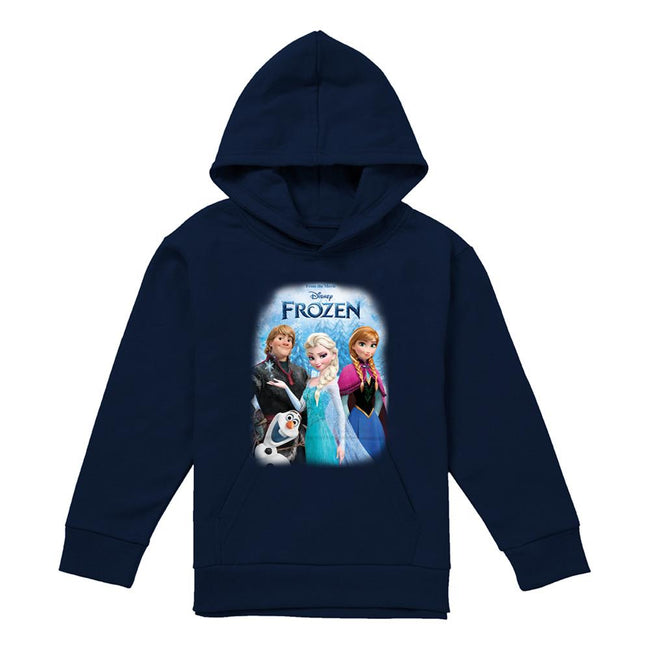 Navy - Front - Frozen Childrens-Kids Poster Pullover Hoodie