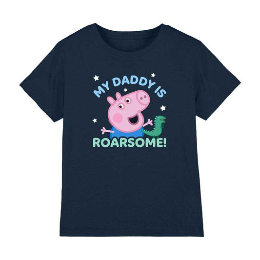 Navy - Front - Peppa Pig Childrens-Kids Roarsome Daddy George Pig T-Shirt