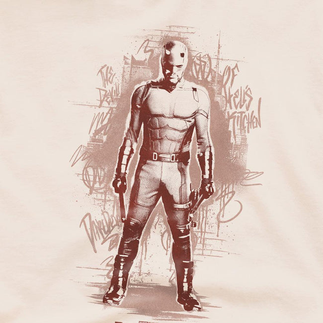 Natural - Back - Daredevil Unisex Adult Born Again Hell´s Kitchen Graffiti T-Shirt