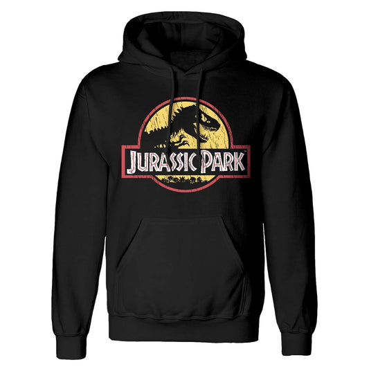 Black - Front - Jurassic Park Mens Classic Logo Hoodie